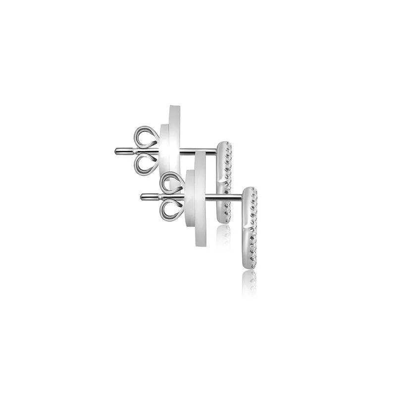 18k Gold Hollow Pentagon Diamond Earring